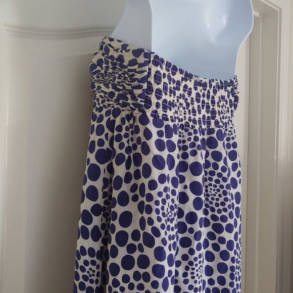 Alice & Olivia Numero De Modele Blue/White Polka Dot Strapless Mini Dress Silk - Picture 6 of 11